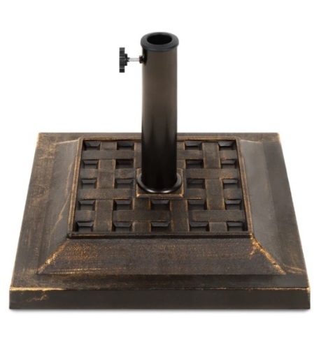 26lb Steel Square Patio Umbrella Base Stand, Basketweave Pattern, Appears New - Lot 101