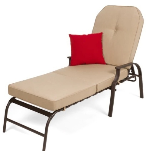 Outdoor Chaise Lounge Recliner Chair Furniture w/ 2 Cushions, Appears New - Lot 112
