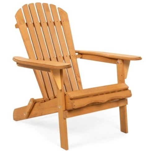 Folding Wooden Adirondack Chair Accent Furniture w/ Natural Finish - Brown, Appears New - Lot 124
