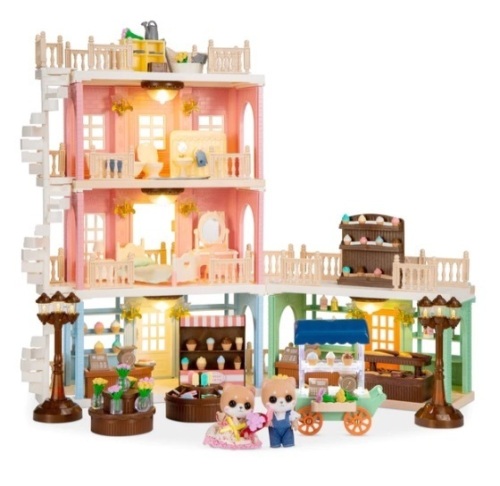 Deluxe Cottage Dollhouse Mansion Pretend Toy Playset w/ Tiny Critters, Appears New - Lot 126