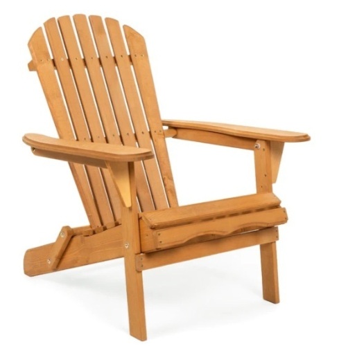 Folding Wooden Adirondack Chair Accent Furniture w/ Natural Finish - Brown, Appears New - Lot 169