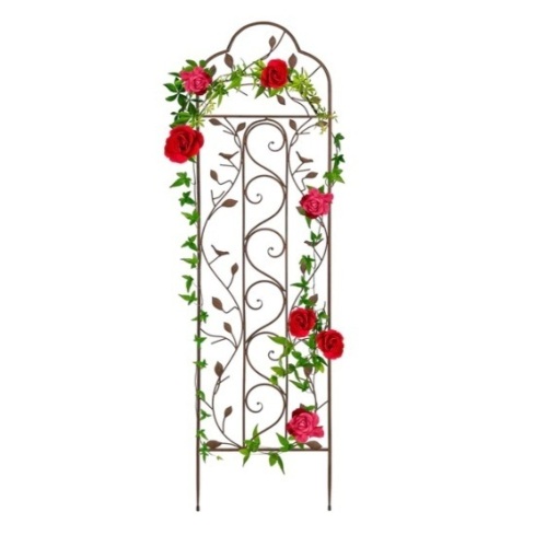 Iron Arched Garden Trellis Fence Panel w/ Branches, Birds - 60x15in, Appears New - Lot 171
