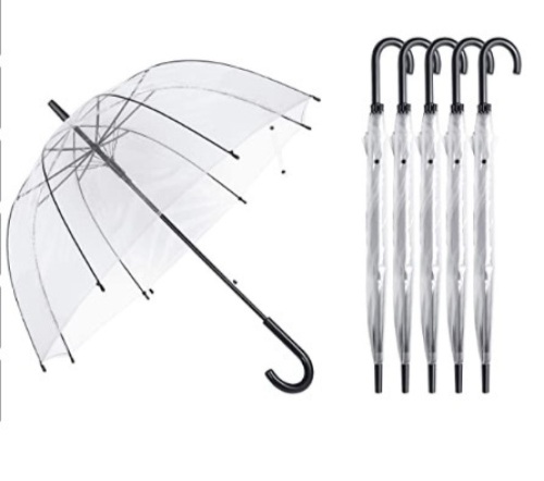 6 Pcs 46 Inch Clear Bubble Umbrella J Handle, Appears New - Lot 202