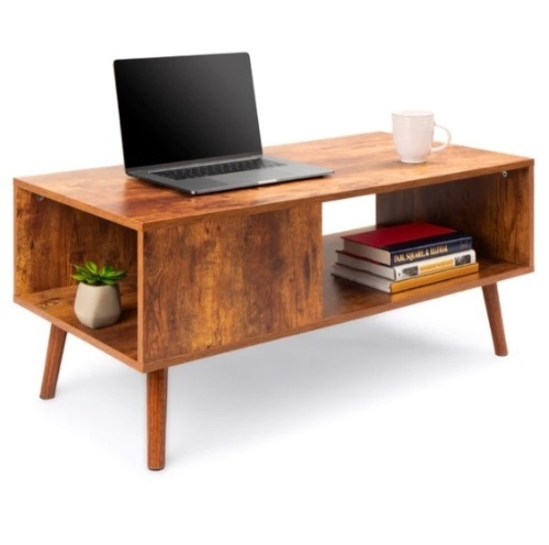 Wooden Mid-Century Modern Coffee Accent Table w/ Open Storage Shelf, Appears New - Lot 236