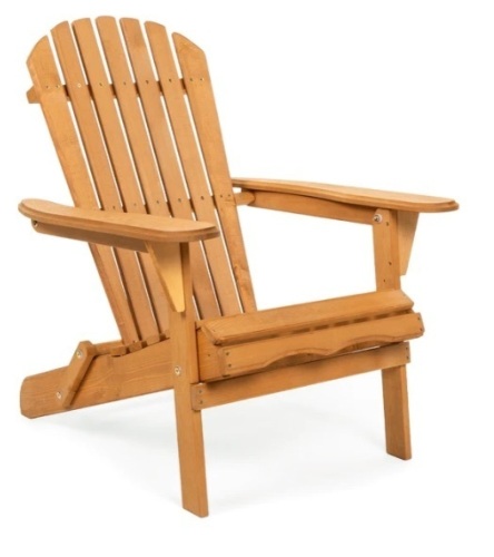 Folding Wooden Adirondack Chair Accent Furniture w/ Natural Finish - Brown, Appears New - Lot 261