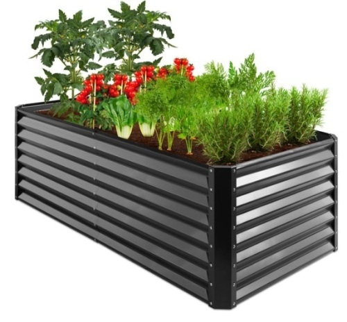 Outdoor Metal Raised Garden Bed for Vegetables, Flowers, Herbs - 6x3x2ft, Gray - Lot 77