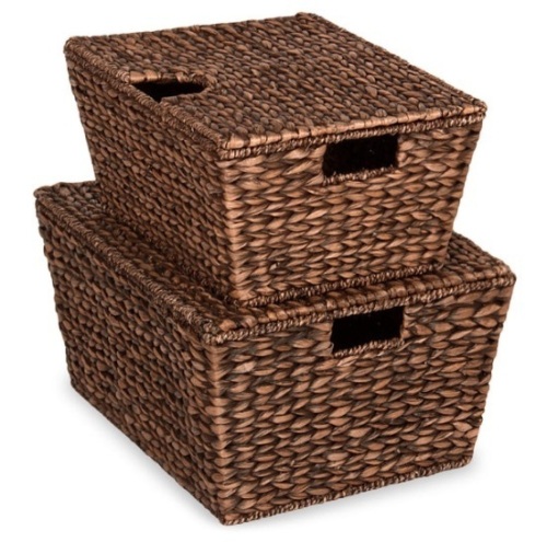 Set of 2 XL Woven Water Hyacinth Storage Baskets - Lot 80