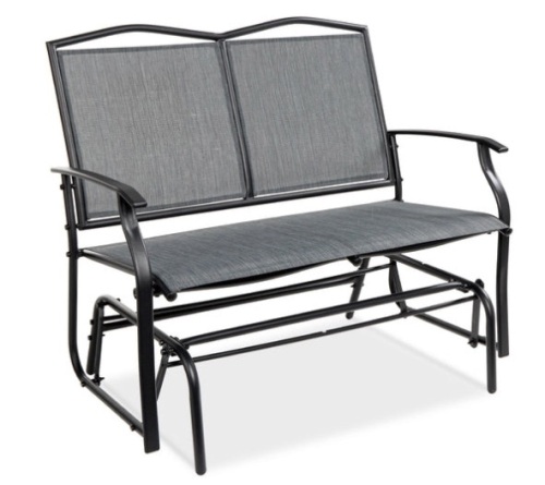 2-Person Patio Loveseat Swing Glider, Bench Rocker w/ Armrests, Gray - Lot 84