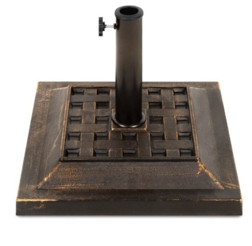 26lb Steel Square Patio Umbrella Base Stand, Basketweave Pattern - Lot 87