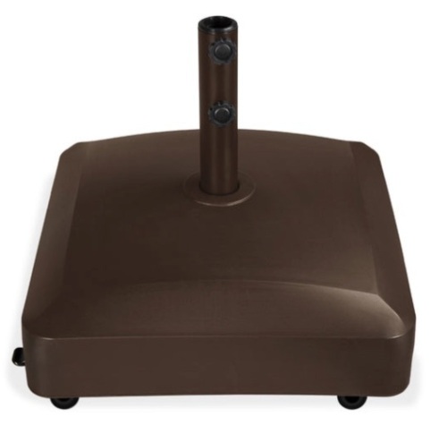 Fillable Mobile Umbrella Base Stand w/ 4 Wheels, 2 Locks, 123lb Capacity, Bronze - Lot 116