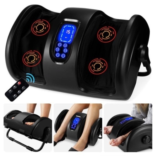 Reflexology Shiatsu Foot Massager w/ High-Intensity Rollers, Remote Control, Satin Black - Lot 119