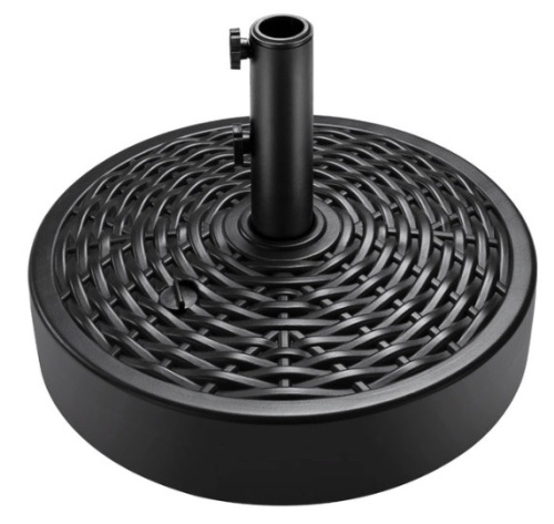 Plastic Faux Wicker Patio Umbrella Base Accessory w/ 2 Adjustment Knobs - Lot 126