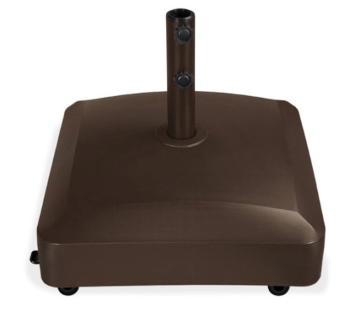 Fillable Mobile Umbrella Base Stand w/ 4 Wheels, 2 Locks, 123lb Capacity, Bronze - Lot 131