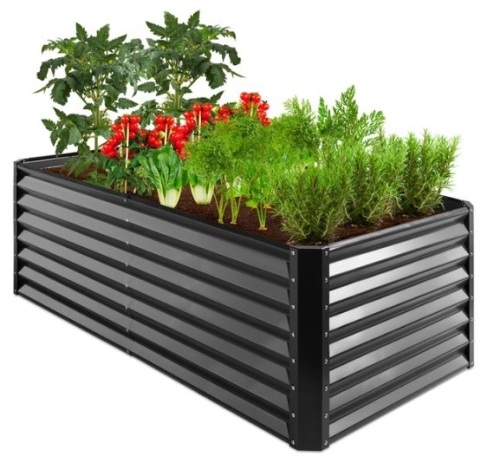Outdoor Metal Raised Garden Bed for Vegetables, Flowers, Herbs - 6x3x2ft, Gray - Lot 133