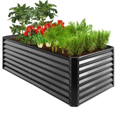Outdoor Metal Raised Garden Bed for Vegetables, Flowers, Herbs - 6x3x2ft, Gray - Lot 157