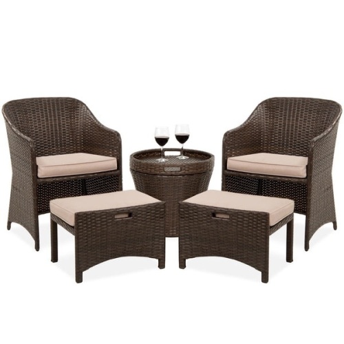 BCP. SKY. 6338 - A, 6338 - B : 5 = Piece  Out Door  Wicker  Bistro Set W / Side Storage Table  - Lot 214