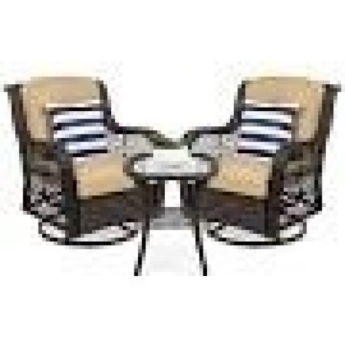 BCP. SKY. 6021 : Best Choice Products  3 - Piece  Patio Wicker  Bistro Furniture Set W / 2  Cushioned  Swivel  Rocking Chairs  - Lot 217