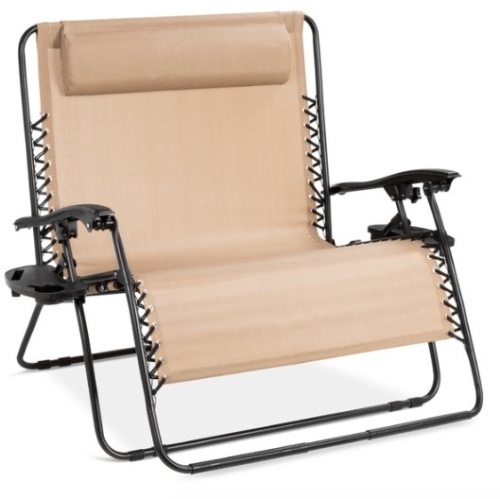 2-Person Double Wide Zero Gravity Chair Lounger w/ Cup Holders, Headrest - Lot 175