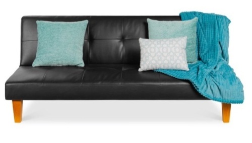 Best Choice Products Convertible Lounge Sofa Bed w/ Adjustable Back, Wood Frame, Faux Leather, Tufted Design - Black - Lot 195