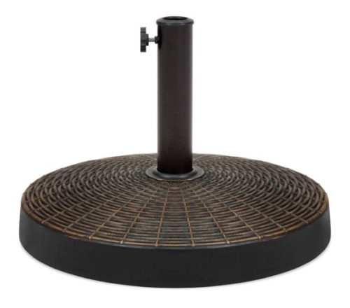 55lb Round Wicker Style Patio Umbrella Stand w/ Blackened Bronze Finish - Lot 199