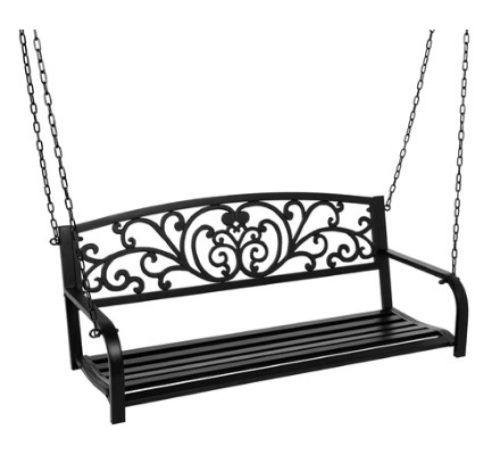 2-Person Metal Outdoor Porch Swing, Black - Lot 609