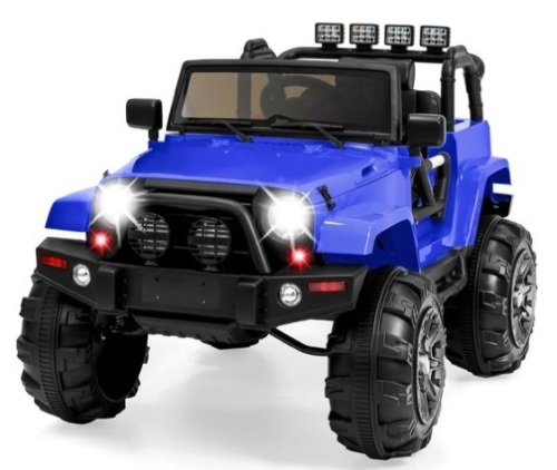 12V Kids Ride-On Truck Car Toy w/ 3 Speeds, LED, Remote, Bluetooth, Blue - Lot 304