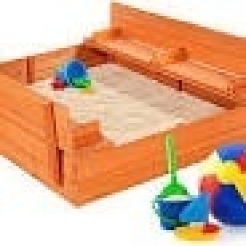 BCP. SKY. 2609   : Best Choice Products  47 X 47 Inch Kids Wooden  Out Door  Sand Box  W / 2 Foldable Bench  Seats  - Lot 235