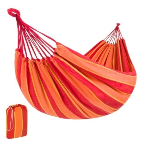 2-Person Brazilian-Style Double Hammock w/ Portable Carrying Bag, Orange - Lot 318