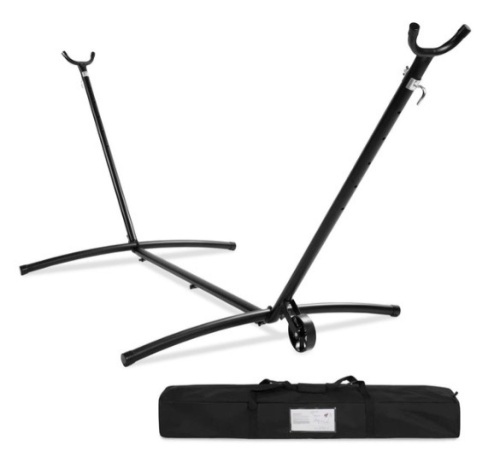Portable Heavy-Duty Steel Hammock Stand w/ Built-In Wheel, Case - 9ft - Lot 245