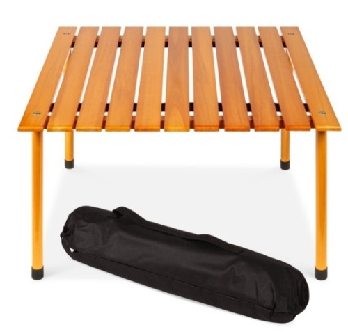 Foldable Indoor Outdoor Wooden Table w/ Carrying Case - 28x28in - Lot 267
