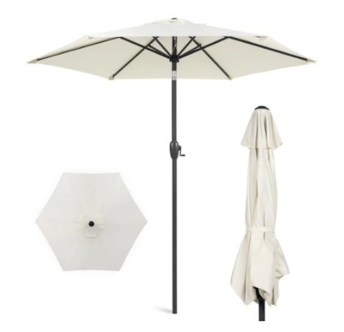 Outdoor Market Patio Umbrella, 7.5ft, Cream  - Lot 596