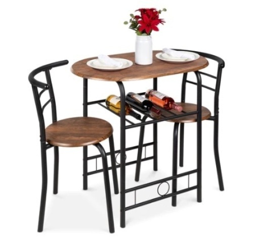 3-Piece Wooden Dining Set, Black/Brown - Lot 588