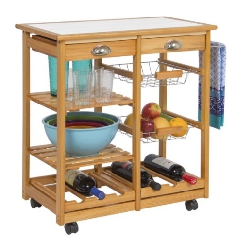 Rolling Wood Kitchen Storage Cart - Lot 582