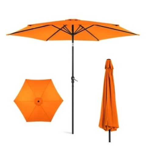 Outdoor Steel Market Patio Umbrella, 10ft, Orange - Lot 571