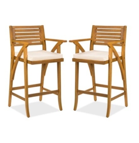Set of 2 Outdoor Acacia Wood Bar Stools - Lot 556