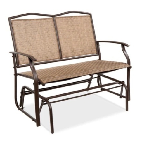 2-Person Patio Loveseat Swing Glider, Brown - Lot 543