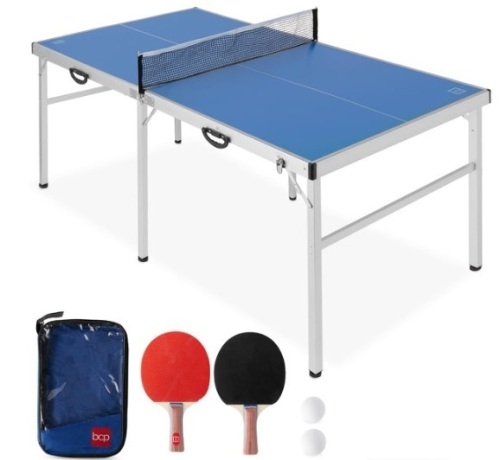 Portable Ping Pong Table Tennis Game Set w/ Paddles, Balls - 6x3ft - Lot 329