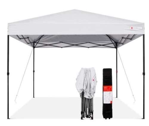 One-Person Setup Instant Pop Up Canopy w/ Wheeled Bag - 10x10ft, White - Lot 344