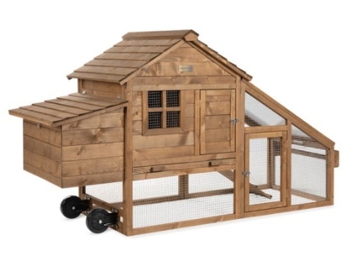 Mobile Wood Chicken Coop Tractor w/ Wheels, 2 Doors, Nest Box - 70in - Lot 351