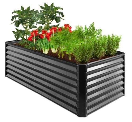 Outdoor Metal Raised Garden Bed for Vegetables, Flowers, Herbs - 6x3x2ft, Gray - Lot 357