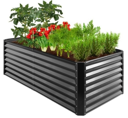 Outdoor Metal Raised Garden Bed for Vegetables, Flowers, Herbs - 6x3x2ft, Gray - Lot 370