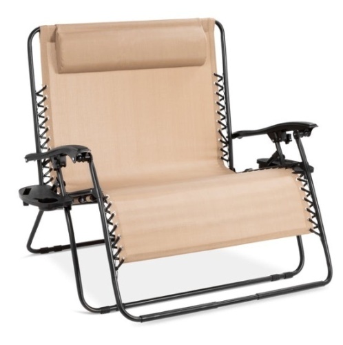 2-Person Double Wide Zero Gravity Chair Lounger w/ Cup Holders, Headrest - Lot 388