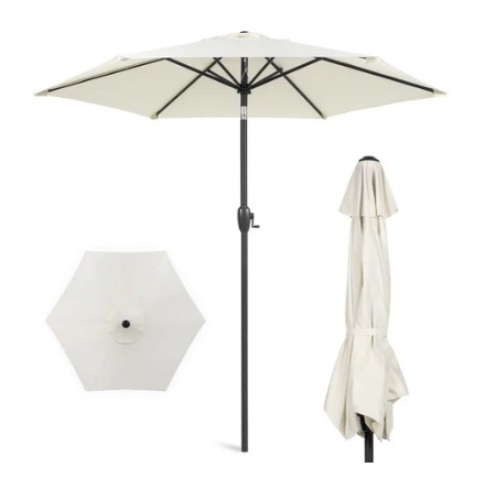 Outdoor Market Patio Umbrella, 7.5ft, Cream - Lot 662