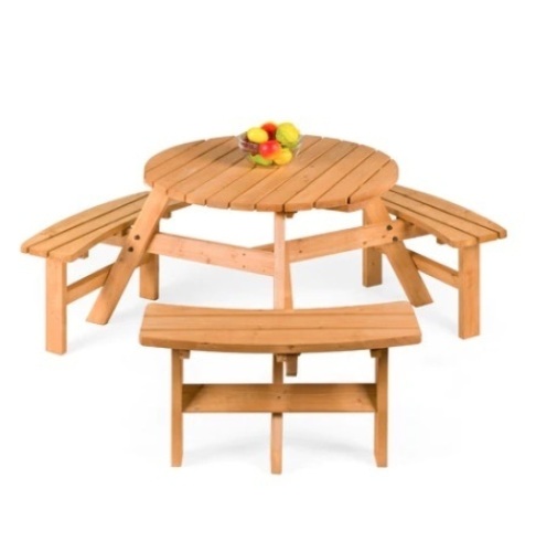6-Person Circular Wooden Picnic Table - Lot 658