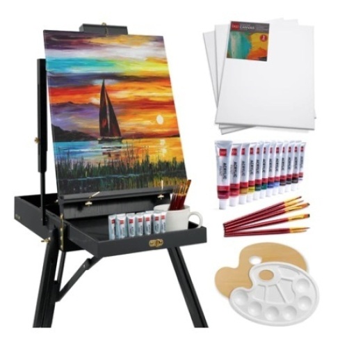 Portable Wooden French Easel, Black - Lot 672