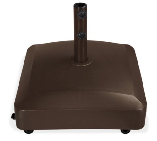 Fillable Mobile Umbrella Base Stand w/ 4 Wheels, 2 Locks, 123lb Capacity, Bronze - Lot 419