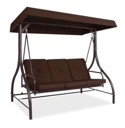 3-Seat Outdoor Canopy Swing Glider, Brown - Lot 677
