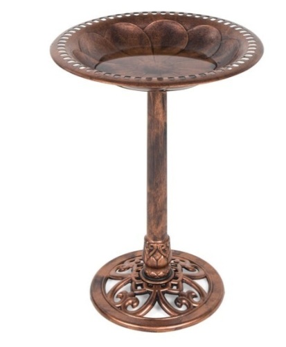 Vintage Outdoor Garden Bird Bath w/ Fleur-de-Lis Accents, Copper - Lot 423