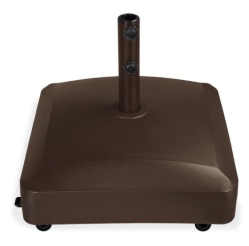 Fillable Mobile Umbrella Base Stand w/ 4 Wheels, 2 Locks, 123lb Capacity, Bronze - Lot 424