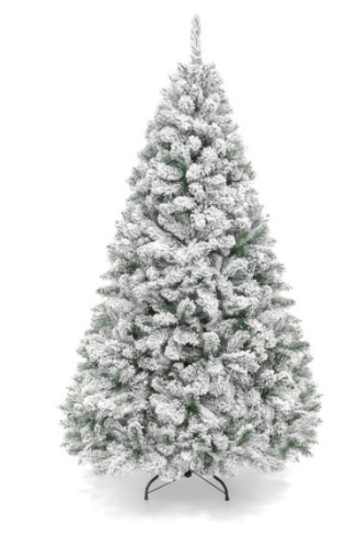 Premium Snow Flocked Artificial Pine Christmas Tree w/ Foldable Metal Base, 6 Ft. - Lot 426